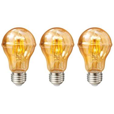 Imagem de 3 Lâmpada Filamento Led Retrô Pera A60 Luz Quente 4W 110V - Avant