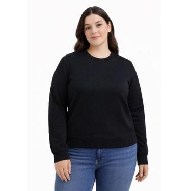 Imagem de Blusa Feminina Tricot Básica Gola Redonda Plus Size City Lady, Preto, 