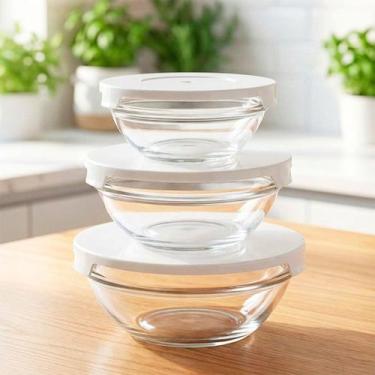 Imagem de Potes De Vidro Recipiente Hermético Com Tampa Conjunto 3pçs - Genérico