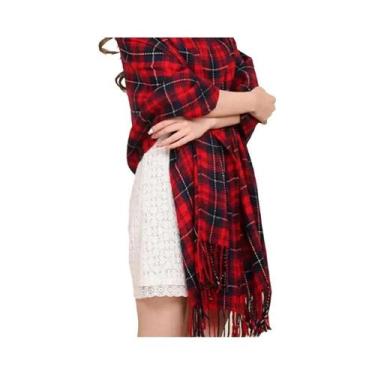 Imagem de Cachecol Feminino De Inverno Quente E Grosso Com Padrão Xadrez Imitaçã