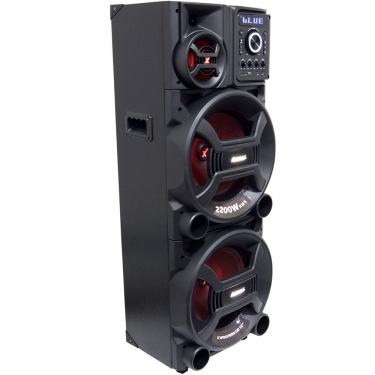 Imagem de Caixa Som Amplificada Bluetooth 2200W Rms Woofer Mp3 Usb Led Tws Bivolt ACA 2201 Pesadão Black