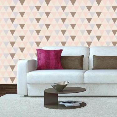 Imagem de Papel Parede Triangulo Geométrico Rosa ul Marrom Adesivo - LRP