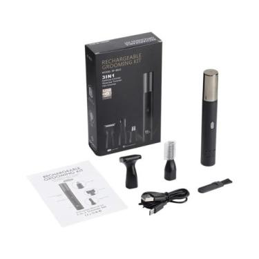 Imagem de Aparador Elétrico Recarregável 3 Em 1 Para Nariz, Orelha E Barba Mascu