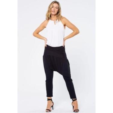 Imagem de Calça Saruel Malha Drapeada Preta - GG - Veste do 46 ao 48-Feminino