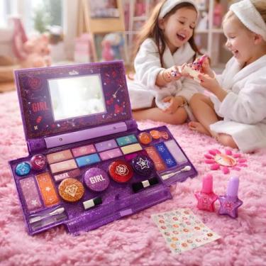 Imagem de Kit Maquiagem Infantil Completo Estojo Paleta Espelho Sombras Brilho L