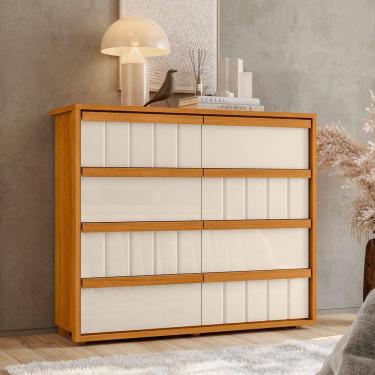 Imagem de Cômoda Ripada 8 Gavetas 136cm 100% MDF Tarsila Madetec