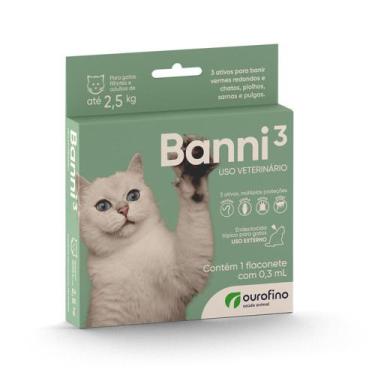 Imagem de Antipulgas Ourofino Banni 3 Gatos Até 2,5kg - 1 Flaconete - Ouro Fino