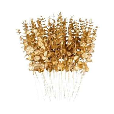Imagem de Flores Artificiais De Eucalipto Dourado 10-20 Peças Decoração De Natal