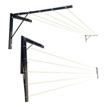 Imagem de Varal De Parede E Muro Reforçado Suporta Até 90 Kg Preto - Congratulat