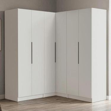 Imagem de Guarda-Roupa Modulado de Canto 350 cm 6 Portas 4 Gavetas Branco Neo Ma