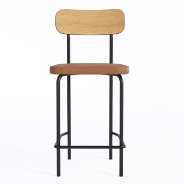 Imagem de Banco Alto Student Preto/Caramelo - Overseas