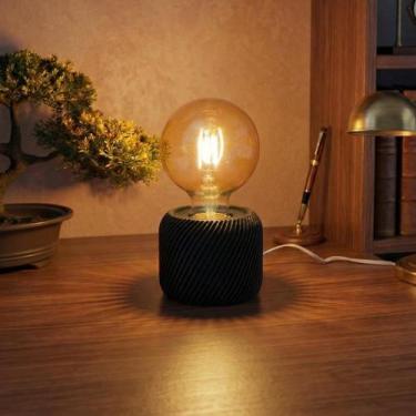 Imagem de Luminária Abajur De Mesa Industrial Loft Base 3D PETG Premium Lâmpada 