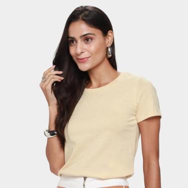 Imagem de Camiseta Hering Básica Feminina, Amarelo claro, GG