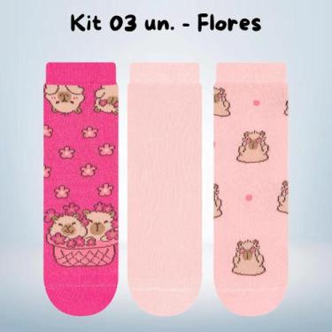 Imagem de Kit 03 Pares de Meia Divertida Capivara Soquete Infantil - Menino e Me