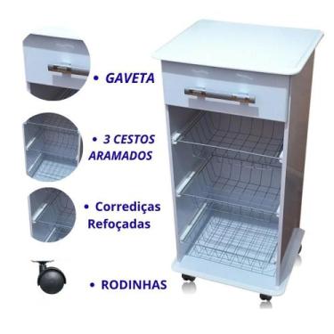 Imagem de Fruteira De Chão Cozinha Organizador Frutas Legumes Cor Branco Com 1 G