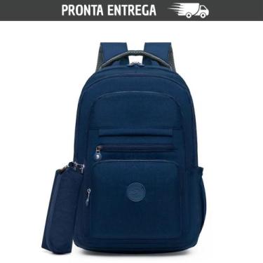 Imagem de Mochila Escolar de Nylon Feminina Reforçada + Estojo Impermeável Compa