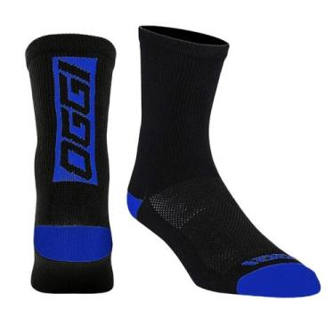 Imagem de Meia Ciclismo Corrida Esportiva MTB Speed Cano Médio Oggi, Preto, Azul