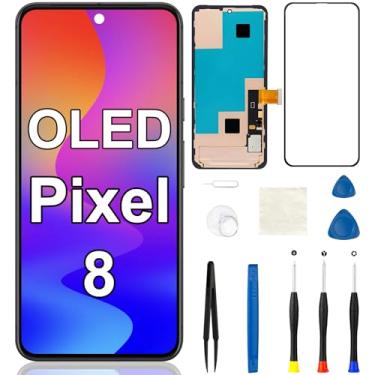 Imagem de Substituição de tela OLED para Google Pixel 8 5G com moldura LCD sensível ao toque, digitalizador com kit de ferramentas de reparo para GKWS6 G9BQD GA048551-US 6,2 polegadas (suporte a impressão
