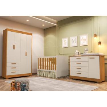 Imagem de Quarto Completo Zaki com Berço 3 em 1 Katatau Bege/Areia Fosco/Savana 