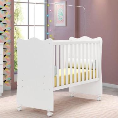 Imagem de Berço com Suporte para Mosquiteiro Doce Sonho Branco / Branco - Qmovi