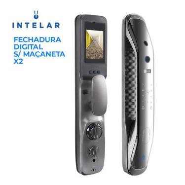 Imagem de Fechadura Porta Eletrônica Externa Digital Biométrica Senha Numérica E