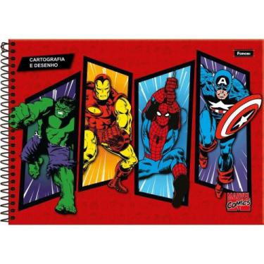 Imagem de Caderno de Desenho Universitário Capa Dura Marvel Comics 80 Folhas - P