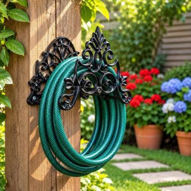 Imagem de Suporte Enrolador Mangueira Jardim Clássico preto - Funditex