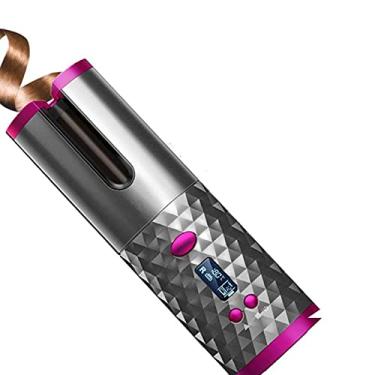 Imagem de Curling modelador automático com 6 tipos de temperatura ajustável, modelador automático sem fio modelador recarregável com display LCD, varinha de ondulação com barril de cerâmica para todos os estilos de cabelo,Black