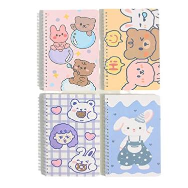 Imagem de Caderno espiral A5 com desenho fofo e 60 folhas Kawaii Bunny Bear Agenda diária semanal, organizador de notas, material escolar, bloco de notas