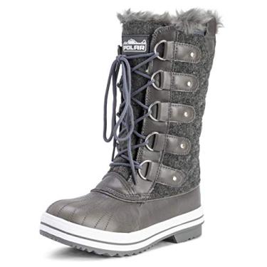 Imagem de Polar Bota de neve feminina alta de nylon para inverno, Tecido cinza, 36