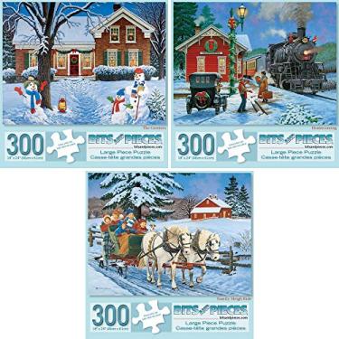Imagem de Bits and Pieces – Value Set of Three 300 Piece Jigsaw Puzzles for Adults – The Greeters, Homecoming, Winter Christmas Jigsaw Puzzle Jigsaw Puzzles by Artist John Sloane