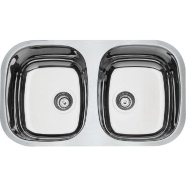 Imagem de Cuba de Embutir Tramontina Prime Isis 2C 34 BL em aço inox alto brilho 76 x 44 cm com Escape Tramontina