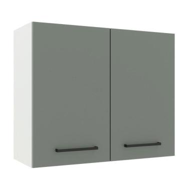 Imagem de Armário Aéreo Madesa Agata 80 cm 2 Portas Branco e Cinza