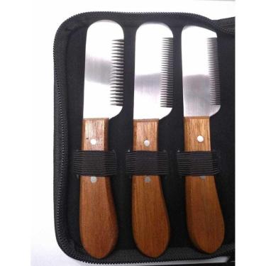 Imagem de Kit 3 Facas Para Stripping Tosar Cachorros Groomers-Cinza