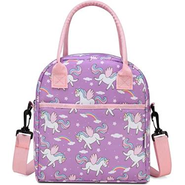 Imagem de Lancheira para Crianças, VASCHY Bolsa de Almoço Leve com Isolamento para Menino Menina Escola Creche Jardim de Infância,Unicórnio