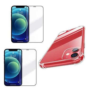 Imagem de Kit Capinha Antishock + 2X Película 3D Cobre Tudo Compatível iPhone 12 Pro