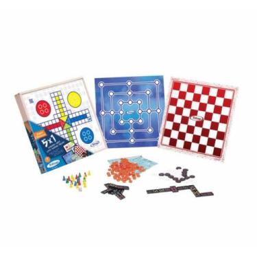 Kit 6 Jogos Com Dama/ Ludo/ Xadrez/ Trilha/ Dominó/ Forca