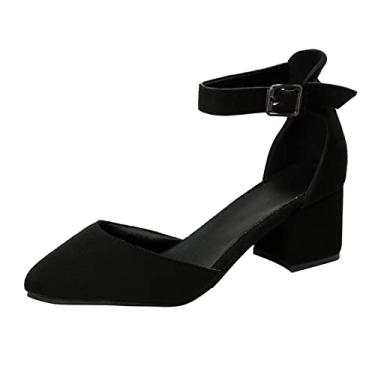 Imagem de Sandálias pontiagudas de dedo de negócios sapatos femininos de salto alto sapatos modernos sandálias bege para mulheres casuais, Preto, 8.5