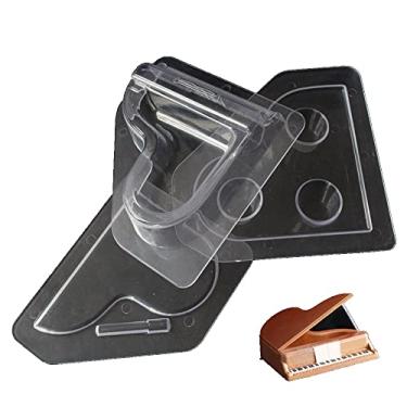 Imagem de TUKE Moldes de chocolate de piano 3D faça você mesmo molde de policarbonato de plástico transparente para decoração de topo de bolo, fondant, doces, gesso de Paris molde de doces