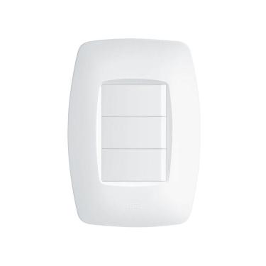Imagem de Interruptor Simples Triplo Fame Elegance com Placa 4x2 Branco