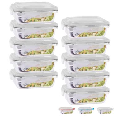 Imagem de Conjunto 10 Potes com 370ml Vidro Hermético Marmita Fitness