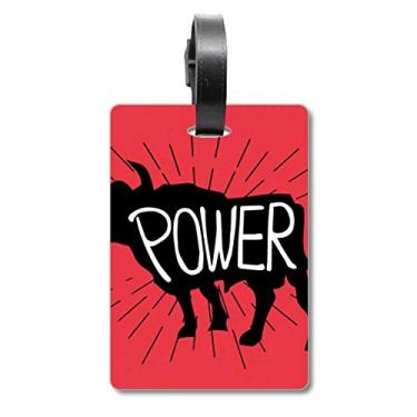 Imagem de Etiqueta de bagagem com contorno de animal de vaca preta com etiqueta de bagagem e etiqueta de pendurar, Multicolorido.