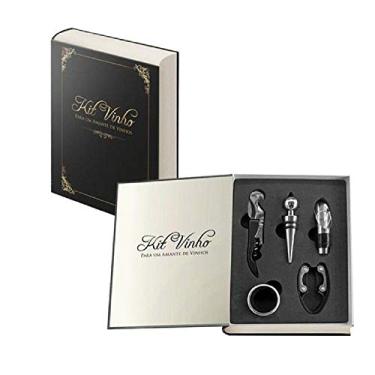 Imagem de Kit Para Vinho Livro Preto 5PÇS