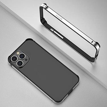 Imagem de Para iPhone 12 Pro Case Armação de Metal Ultra Fino Alumínio TPU Bumper Protect Cover para iPhone 12 13 Mini 13 Pro Max Cases, Prata, Para iPhone 13 Pro
