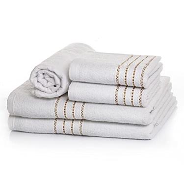 Imagem de Jogo de Toalhas Alicia 95% Algodão 5 peças (2 toalhas de banho + 2 toalhas de rosto + 1 toalha de piso) Branco, SISA