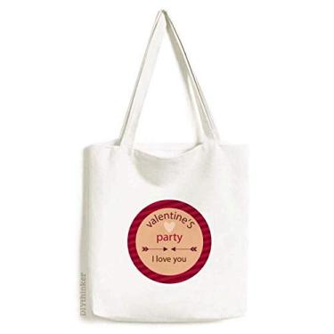 Imagem de Sacola de lona com coração I Love You Arrow para festa dos namorados
