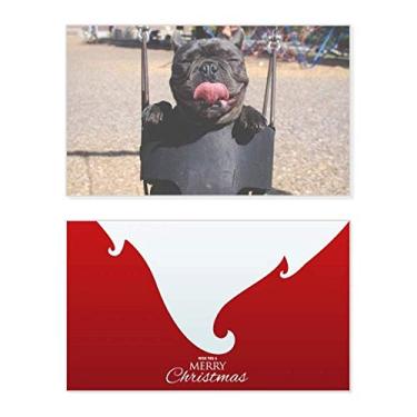 Imagem de Bulldog Pet Fotografia Foto Feriado Feliz Natal Cartão de parabéns Mensagem de Natal