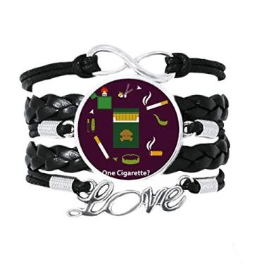 Imagem de OFFbb-USA Pulseira com logotipo "More Than a Cigarro", acessório de amor de couro torcido para presente