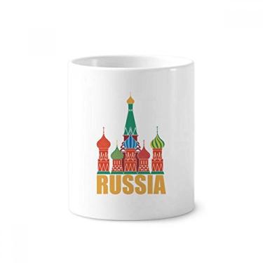 Imagem de Suporte de caneta com ilustração da Catedral da Rússia e da Igreja de Moscou, suporte de cerâmica, copo lápis
