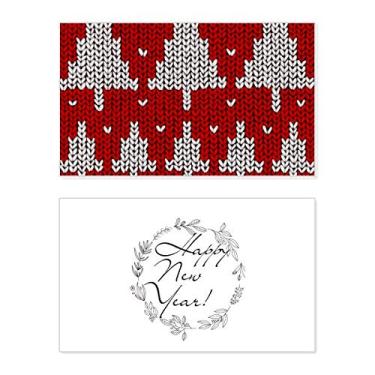 Imagem de Red Tree Knit Nordic Ilustration Pattern New Year Festival Greeting Card Bless Message Gift
